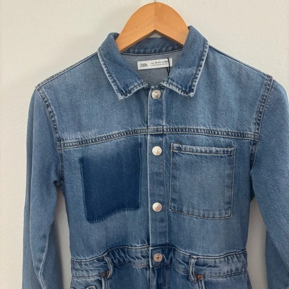 Zara Girls Denim Utility Shirt Dress | Size 13–14